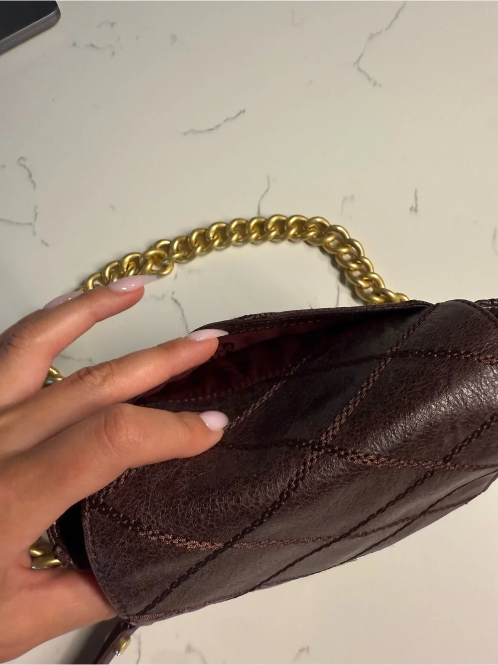 Tory Burch Kira Quilted Mini Crossbody Bag (Burgundy)